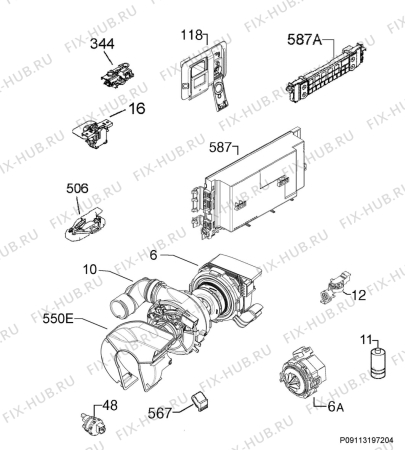 Схема №6 F66602W0P с изображением Микромодуль для посудомоечной машины Aeg 973911414303066